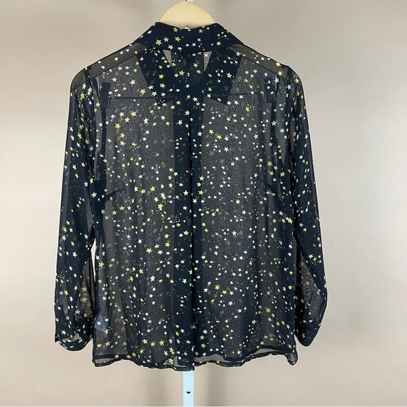 Cabi Womens Small Top Blouse Button-Up Shirt Galaxy Star Sheer Boho Whimsical - Picture 2 of 8